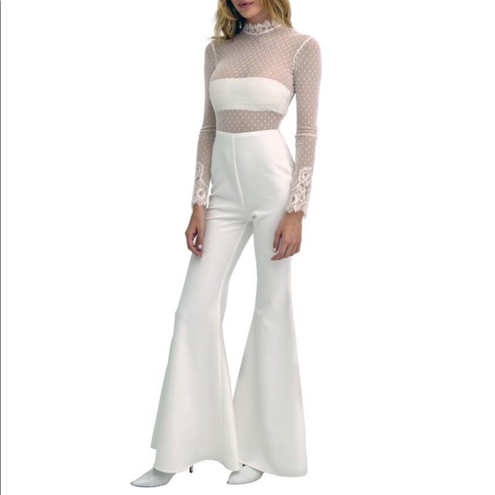 Second Skin Overalls White Lace Jumpsuit